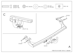 Фаркоп оцинкованный Galia F049A для Ford Focus I универсал 1998-2004(паспорт и сертификат в комплекте)(без электрики)