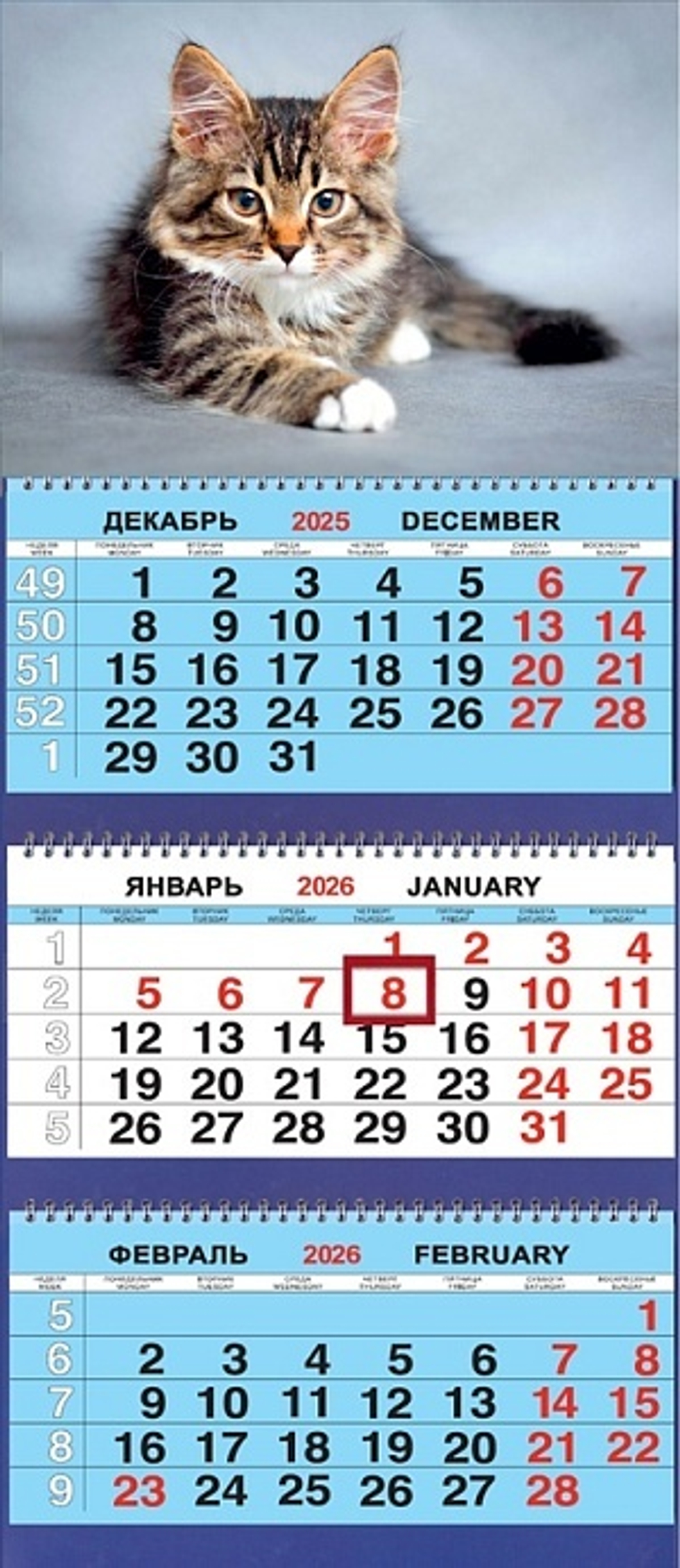 Календарь Трио 310*690мм на 2026г. Животные. Котёнок