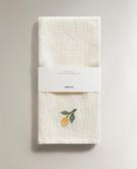 ZARA HOME КУХОННОЕ ПОЛОТЕНЦЕ С ВАФЕЛЬНЫМ УЗОРОМ, ЗЕЛЕНЫЙ