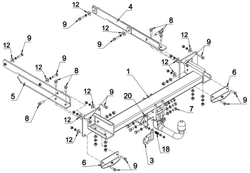 Фаркоп Auto-Hak D 49V на Mercedes GL-Class 2006-2016(паспорт и сертификат в комплекте)(без электрики)