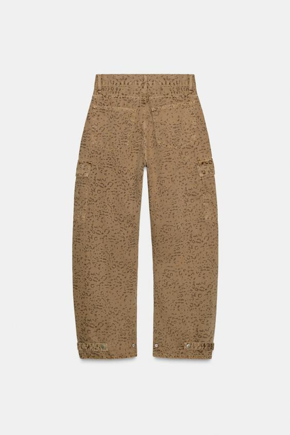 ZARA ДЖИНСЫ TRF BAGGY BALLOON С АНИМАЛИСТИЧЕСКИМ ПРИНТОМ, СВЕТЛО-КОРИЧНЕВЫЙ