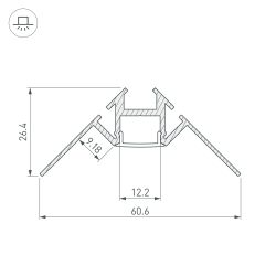 Профиль ARH-DECORE-S12-INT-2000 ANOD внутренний (Arlight, Алюминий) 023868