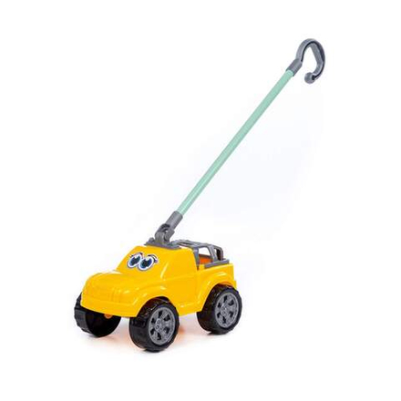 Каталка на палочке "Машинка Боби" желтая