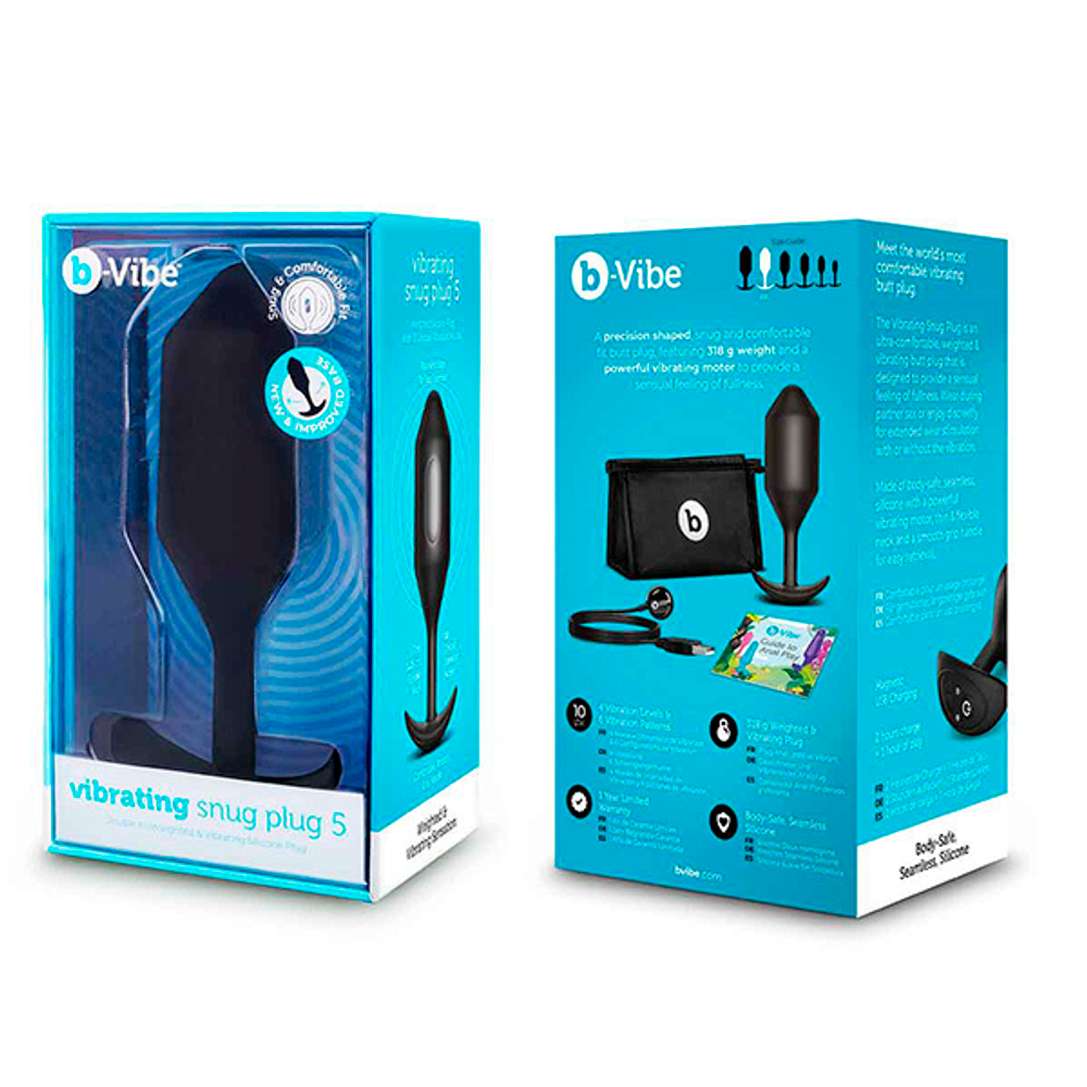 Черная вибропробка для ношения 16,5см b-Vibe Vibrating Snug Plug 5 BV-036-BLK