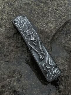 Нож фронтально-выкидной автоматический Черно-серый 3D