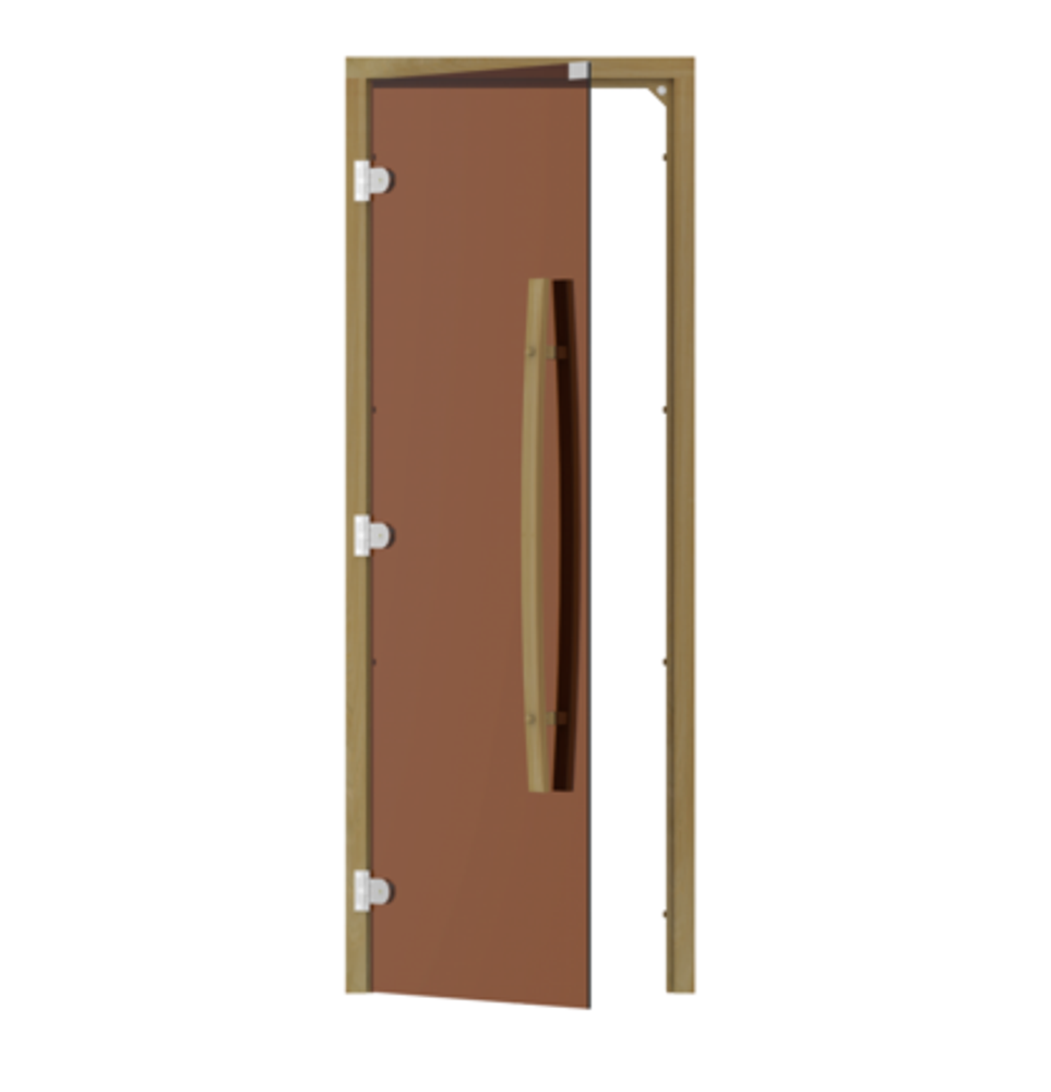 SAWO Дверь 8/19, бронза, левая, без порога, кедр, изогнутая ручка, 742-3SGD-L