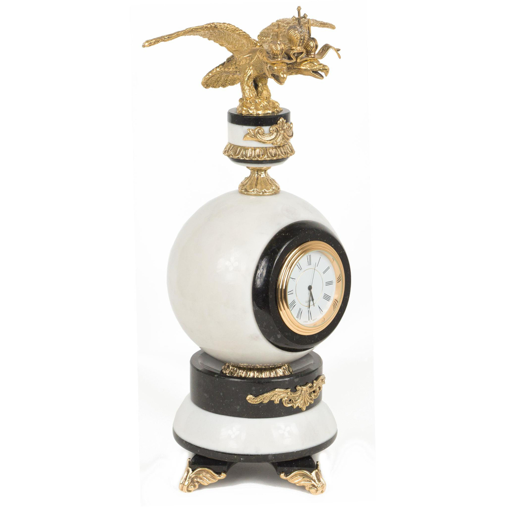 Часы "Двуглавый орел" мрамор бронза 110х110х280 мм 2600 гр. R117730