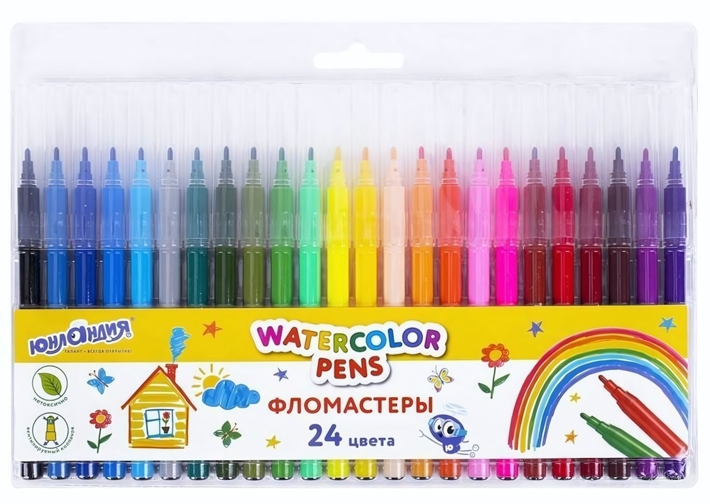 Фломастеры 24 цвета,вентилируемый колпачок "КЛАССНЫЕ!"(ЮНЛАНДИЯ)