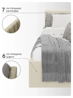 Односпальная угловая кровать 90х200 "Юлия" Слоновая кость-Велюр