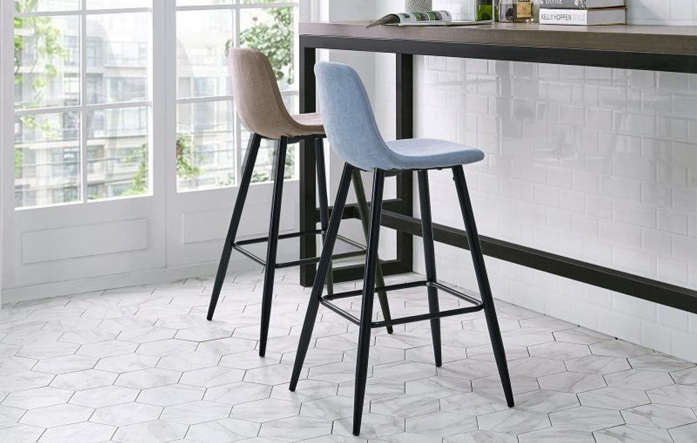 Стул полубарный 350S голубой/черный