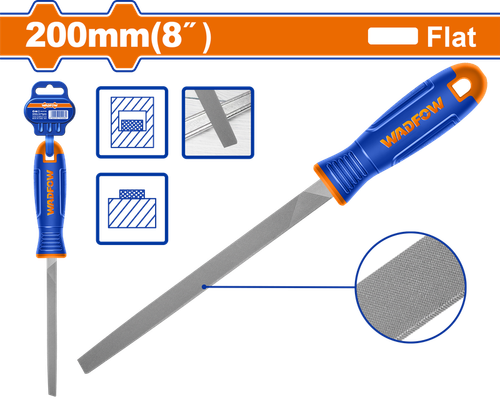 Напильник плоский 200 мм (10/60) WADFOW WFE7818
