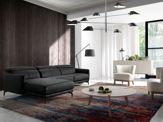 Угловой диван 5359-L /6040 черный кожаный