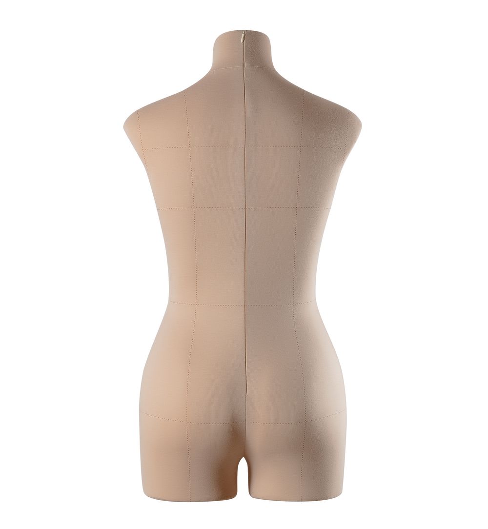 Манекен портновский женский Виктория, тип фигуры Песочные часы, комплект Стандарт, размер 44, цвет бежевый, вид сзади.