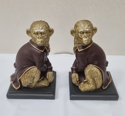 Подставки для книг "Обезьяны"(набор из 2х шт.), в. 20 см Полистоун