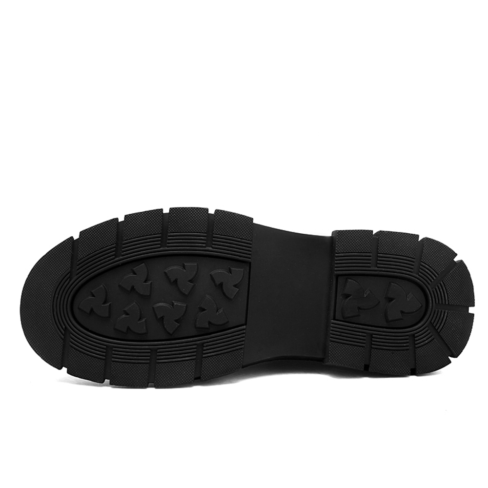 YINGLUNQISHI Top Grain Cow Leather Work Boots Men"s Black