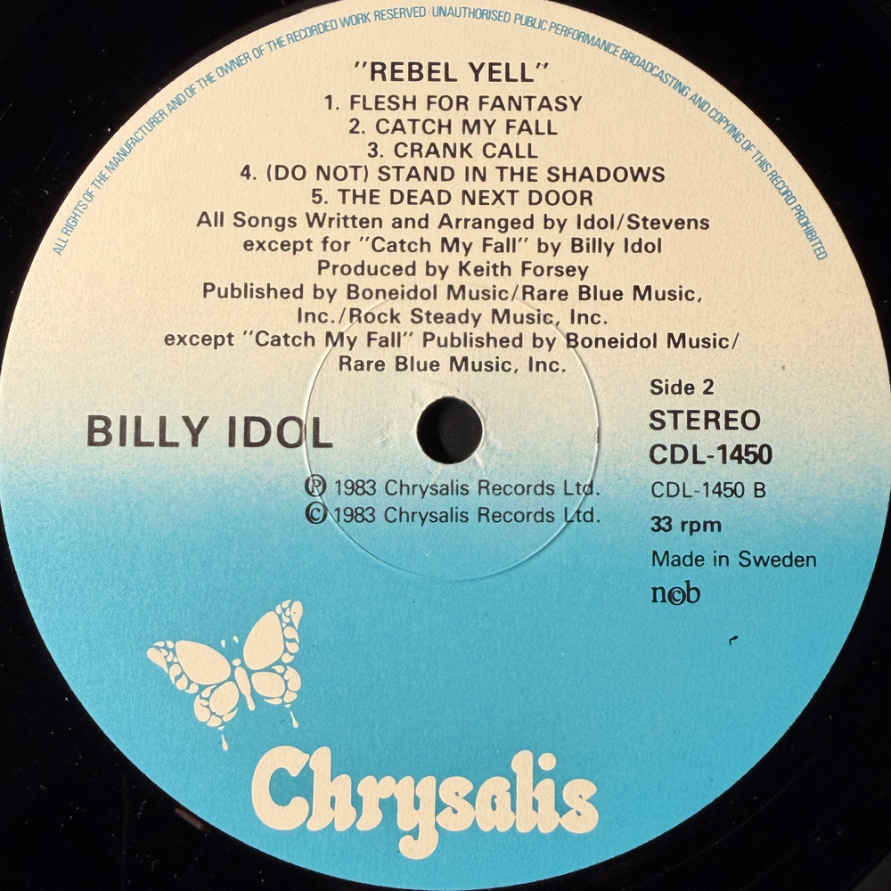 Billy Idol ‎– Rebel Yell (Швеция 1983г.)