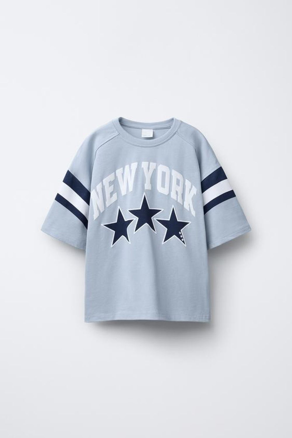 ZARA ФУТБОЛКА С НАДПИСЬЮ, СИНИЙ