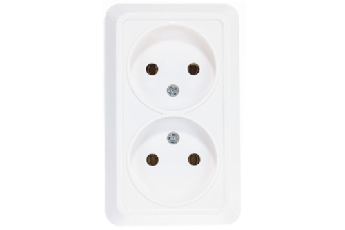 Розетка 2-ая б/з бел Олимп ОП (керамика) 16А 220В (О0102) (5/10/200)