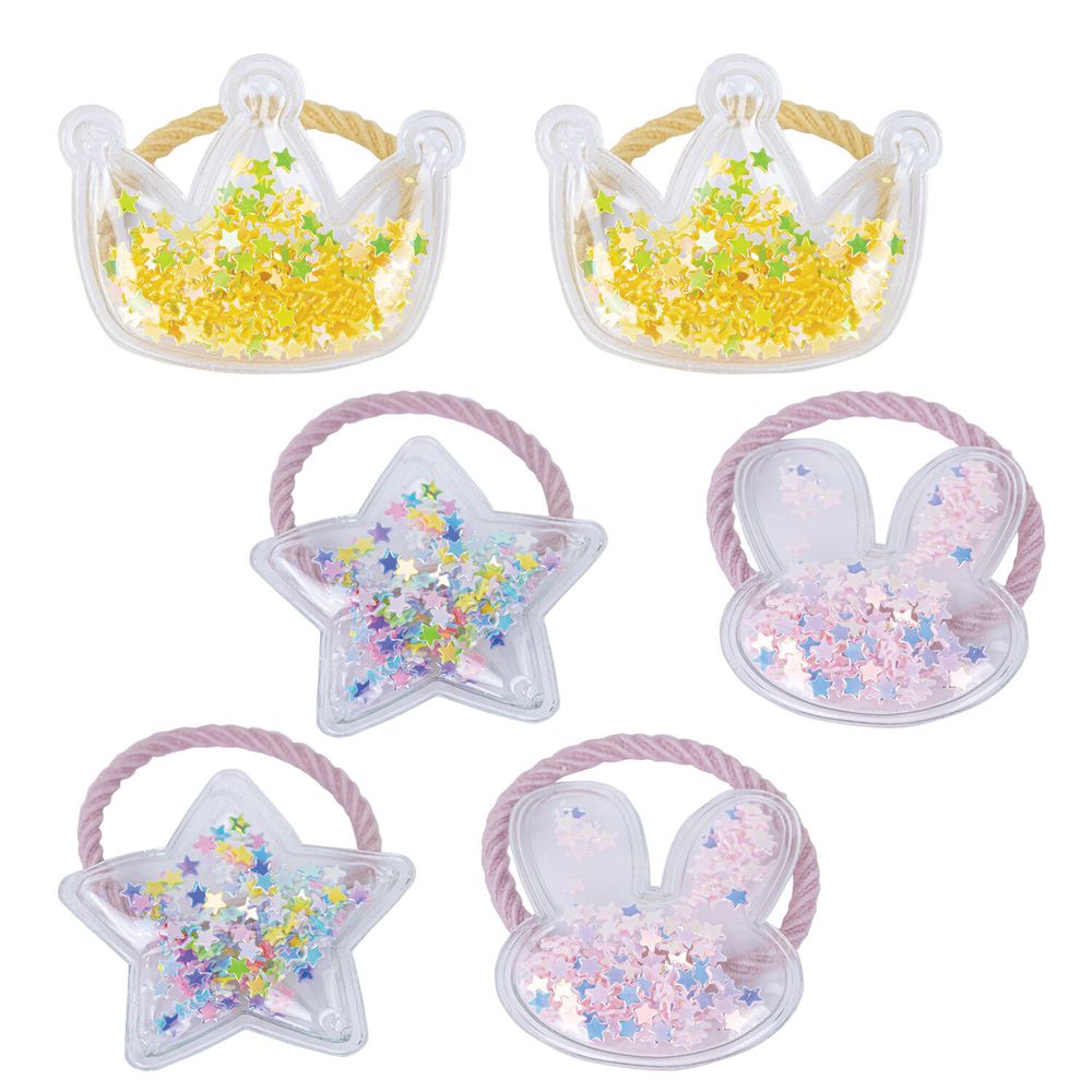 Резинки для волос НАБОР 6 шт., 0,3х14 см, с шармиками, разные цвета, MONTE VITA, 457068