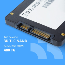 SSD диск CBR SSD-960GB-2.5-LT22, Внутренний SSD-накопитель, серия "Lite", 960 GB, 2.5", SATA III 6 Gbit / s, SM2259XT, 3D TLC NAND, R / W speed up to 550 / 520 MB / s, TBW (TB) 480