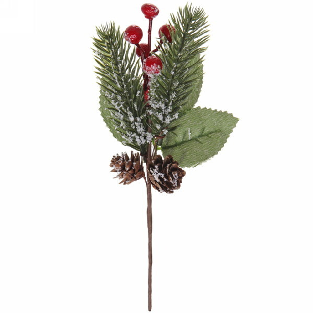 Ветка хвойная «Зимняя яблоня» 21 см