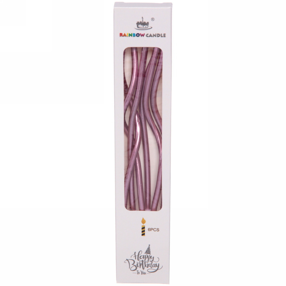 Свечи для торта «Глянцевая волна» 6 шт. 13 см, розовое золото