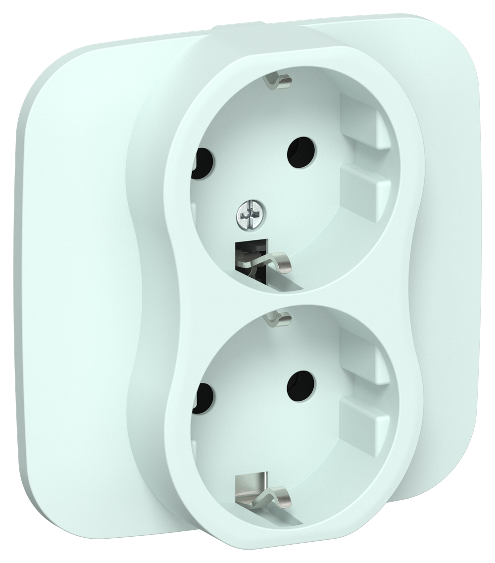FLITE Розетка 2-местная с заземлением без защитных шторок 16А РС12-0-А-ФлХЛ холодный лед IEK