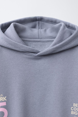 ZARA ХУДИ С КАПЮШОНОМ И ПОЛОСКАМИ, ВЫЦВЕТШИЙ СИНИЙ