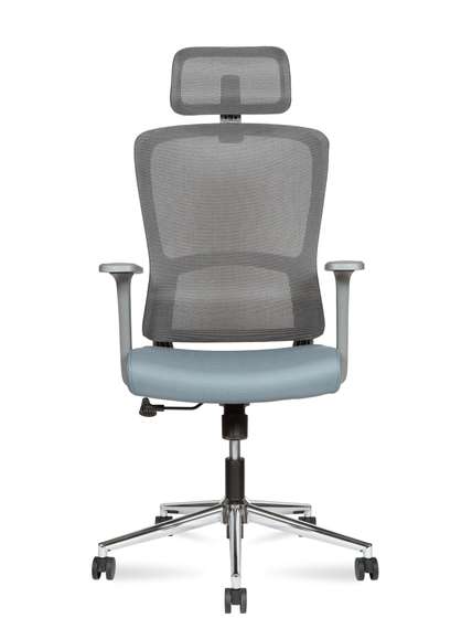 Кресло офисное Норден / Лайт грэй / Light grey / серый пластик/серая  серка/серая ткань/хром база