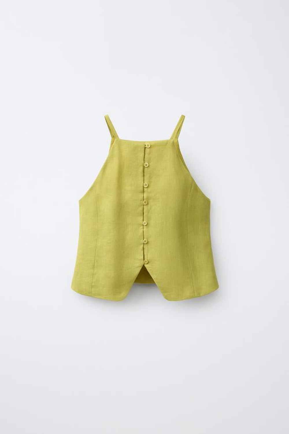 ZARA ТОП ИЗ 100% ЛЬНА, ОЛИВКОВЫЙ