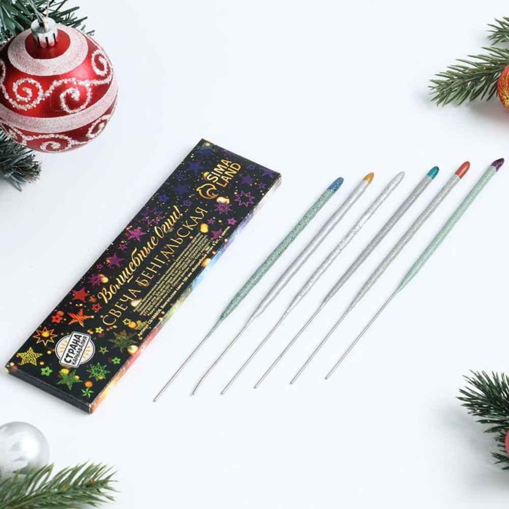 Бенгальские огни, 16 см, 6 штук, "Волшебные огни", 30 сек цветное пламя