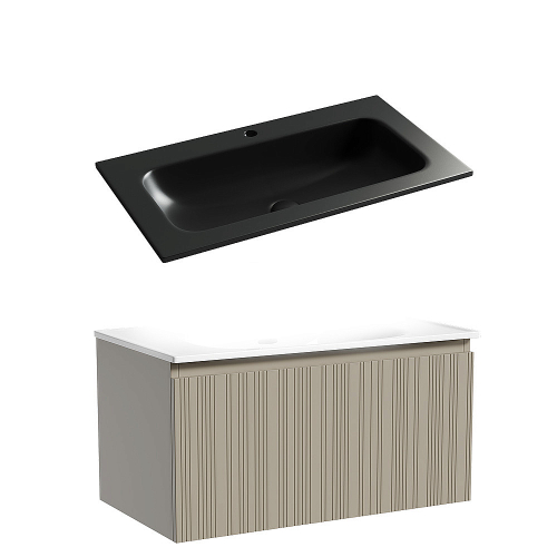 Тумба с раковиной Sancos CODE CD80GP/CN7012MB 80 серая платина