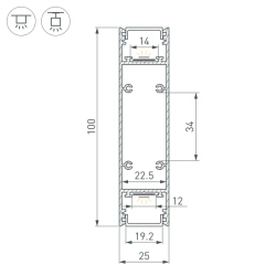 Профиль SL-LINE-25100-DUAL-2500 WHITE (Arlight, Алюминий) 043112