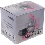 Чайник заварочный стеклянный 700 мл с металлическим ситом большая ручка Селфи, микс