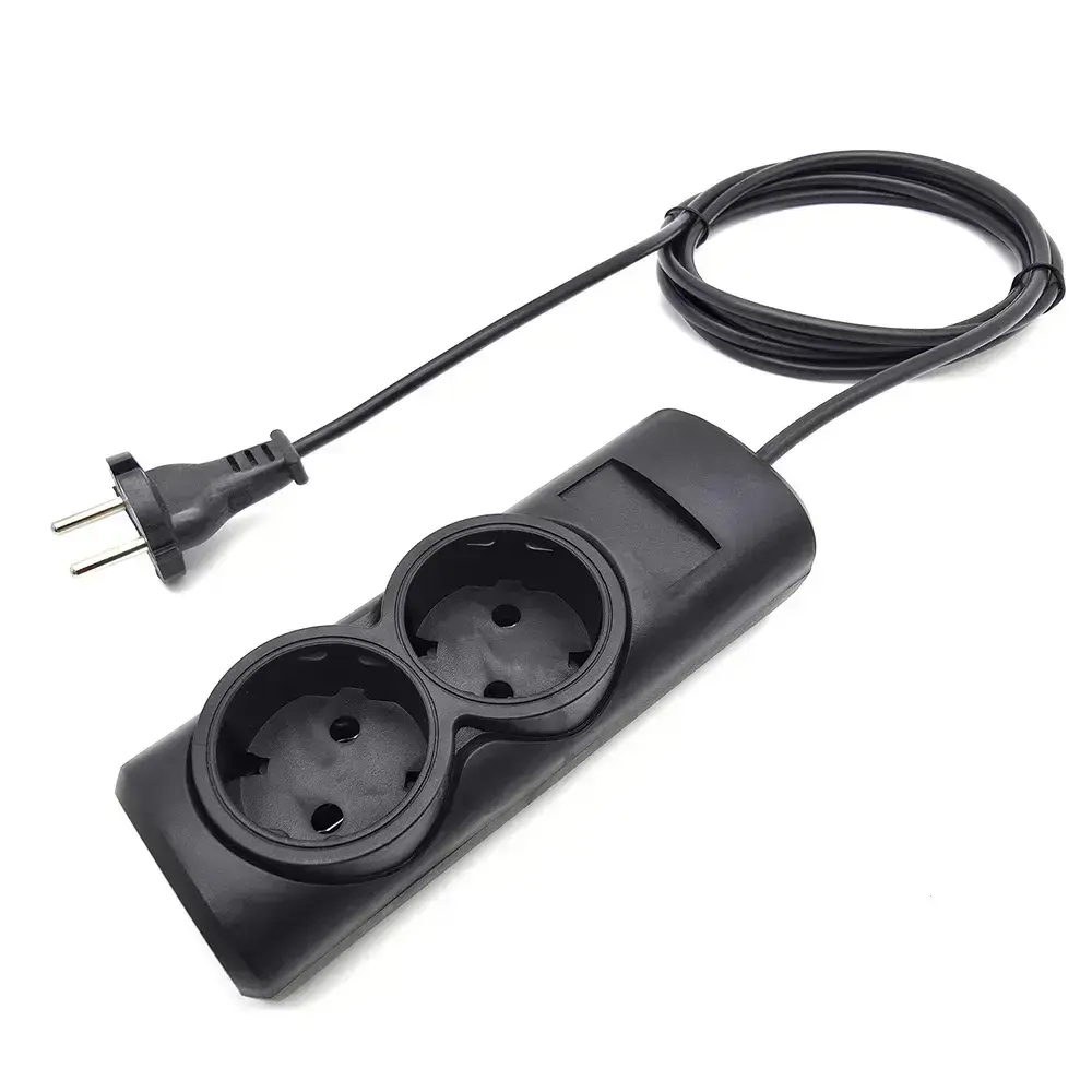 Удлинитель сетевой, ГОСТ, ПВС 2*0,75, 2 гнезда, 1.5м, сертифицированный, черный