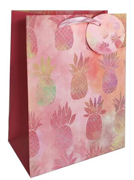 Пакет подар. бумажн. 18*23*10 см 210 гр/м2 Pink Batik. Ананас, мат.лам