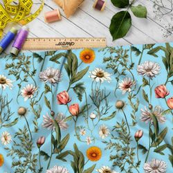 Ткань премиум таффета полевое разноцветие