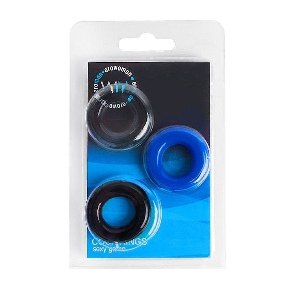 Набор из трех разноцветных эрекционных колец Erowoman-Eroman (Цвет: разноцветный)