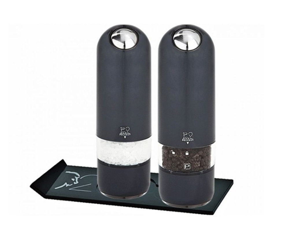 Набор мельниц для перца и соли электрический 17 см Peugeot Alaska черный Франция подставка