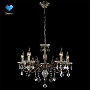 Люстра хрустальная 3281/5 античная бронза/прозрачный хрусталь Strotskis Elisha Eurosvet
