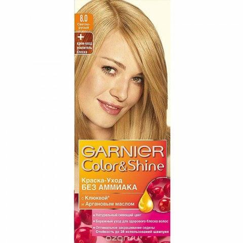 Garnier Краска для волос Color Shine, тон №8.0, Светло-русый, 60/60 мл