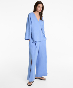 Oysho Брюки из 100%-го льна, голубой