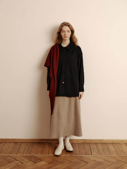 Юбка из итальянской альпака бежевого цвета