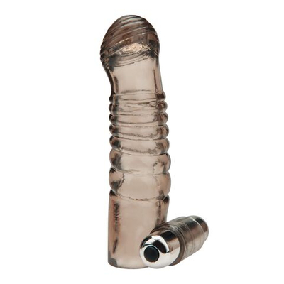 Дымчатая насадка на пенис с вибрацией Vibrating Penis Enhancing Sleeve Extension - 13,3 см. (Цвет: серый)