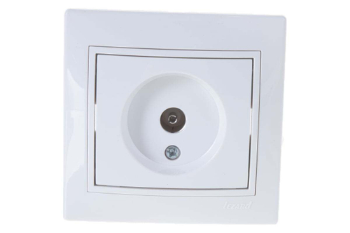 Lezard МИРА Розетка TV СУ 1 мест. белый RG6 проходн. корпус PC 701-0202-129