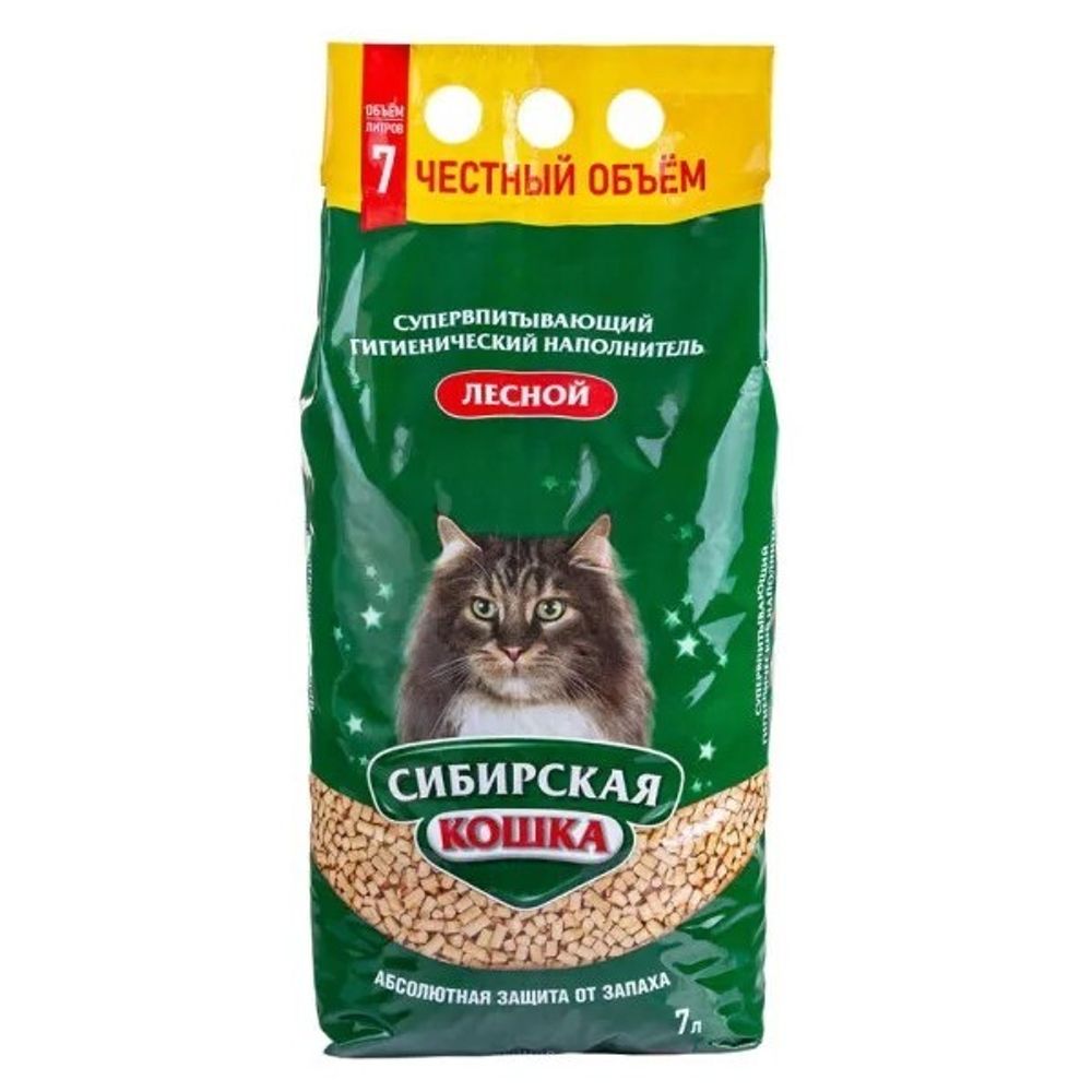 СИБИРСКАЯ КОШКА &quot;Лесной&quot; древесный наполнитель - 7 л