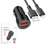 Автомобильный адаптер питания BOROFONE BZ19 2USB 2.4A + кабель Lightning (черный)