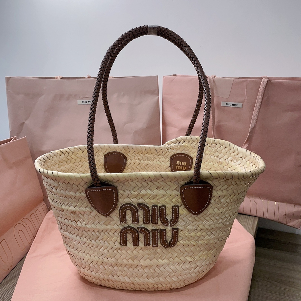 Miu Miu Woven Fabric Tote Bag