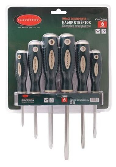 Набор отверток магнитных ''Profi''6пр.(SL:5.5х100,6.5х125,8.0х150мм, PH:1х75,2х100,3х125мм)в блистере RockForce##Rock FORCE RF-7006A
