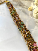 Браслет из бисера "Змейка" ручной работы с камнем Гранат (гроссуляр)